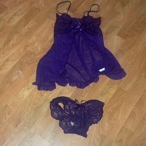 Elegant Purple Lace Lingerie Set
